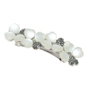 French Faux Crystal Flower Vintage Rhinestone Hair Barrettes Gray